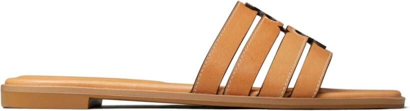 TORY BURCH Bruin Leren Slide Sandalen Brown Dames