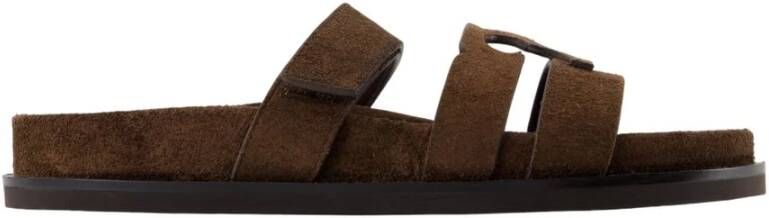 Tory Burch Bruin leren sportsandalen