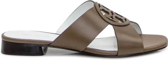 Tory Burch Bruine Leren Kruisband Sandalen