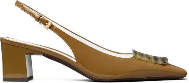 Tory Burch Bruine leren slingback pumps