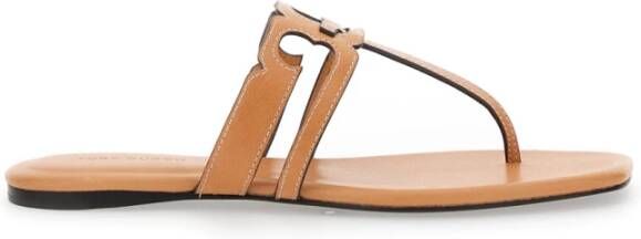Tory Burch Bruine leren teenslippers