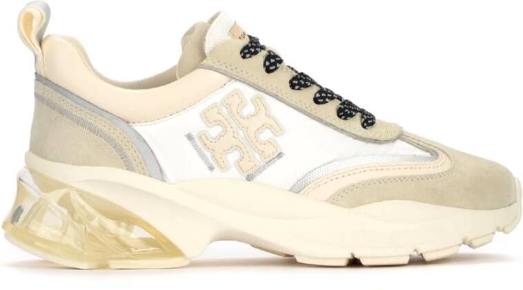 TORY BURCH Witte Vetersneakers met Handtekening T-Motief White Dames