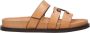 Tory Burch Camelkleurige leren sandalen met dubbele T-inleg - Thumbnail 1