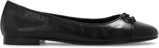 TORY BURCH Zwarte Leren Cap Toe Ballerina`s Black Dames