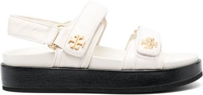 TORY BURCH Crèmekleurige Leren Sandalen met Klittenbandsluiting White Dames