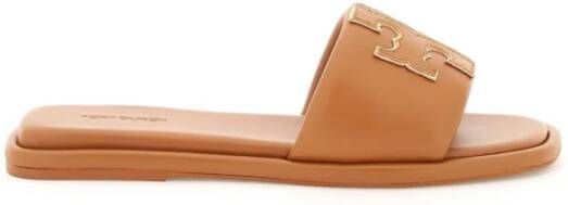 TORY BURCH 202 Bourbon Miele Gold Sport Slides Brown Dames