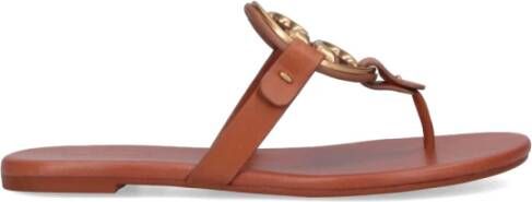 TORY BURCH Elegante Bruine Leren Sandalen Bruin Dames