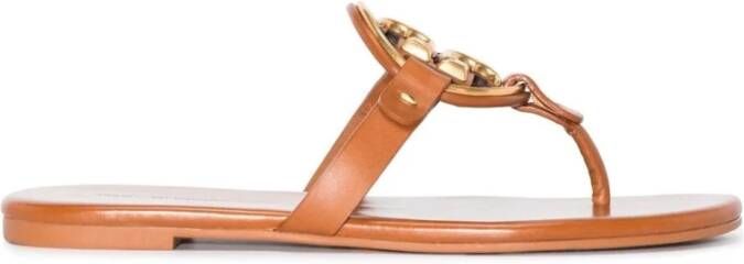 TORY BURCH Elegante Bruine Leren Sandalen Bruin Dames