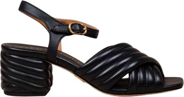 TORY BURCH Gewatteerde leren sandalen met hak Zwart Dames