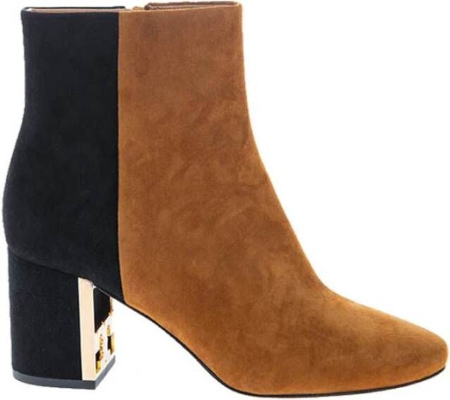 TORY BURCH Gigi Suede Enkellaarzen met twee kleuren Bruin Dames