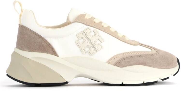 TORY BURCH Witte Sneakers metylon Suède en Leren Bovenwerk White Dames