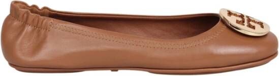 TORY BURCH Gouden Logo Ballerina's met Applicatie Brown Dames