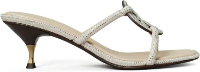 TORY BURCH Grijze Leren Sandalen met Studs Gray Dames