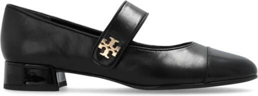 TORY BURCH Zwarte platte schoenen met Double T-motief Black Dames