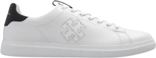 TORY BURCH Leren Court Sneakers Vetersluiting Platte Zool White Dames