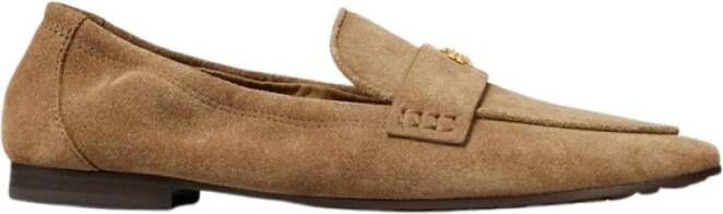 TORY BURCH Suede Loafers voor stijlvolle voeten Brown Dames