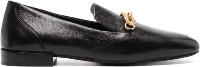 TORY BURCH Zwarte Leren Chain-Link Loafers Black Dames