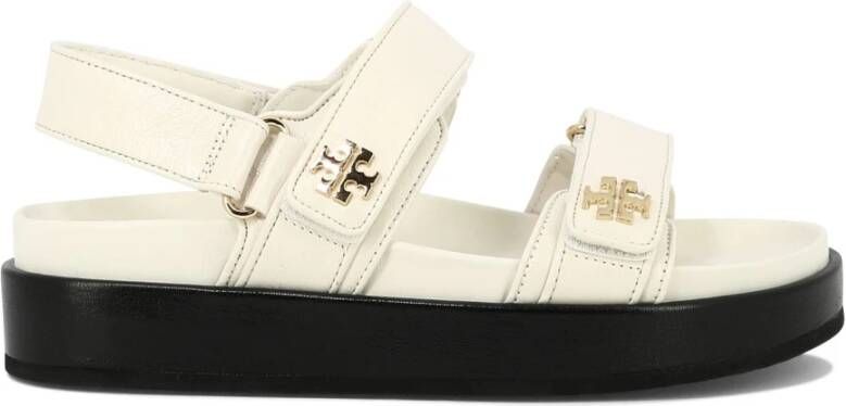 TORY BURCH Crèmekleurige Leren Sandalen met Klittenbandsluiting White Dames