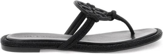 TORY BURCH Kristal Pavé Leren Teenslippers Black Dames