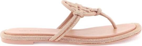 TORY BURCH Kristal Pavé Leren Teenslippers Pink Dames