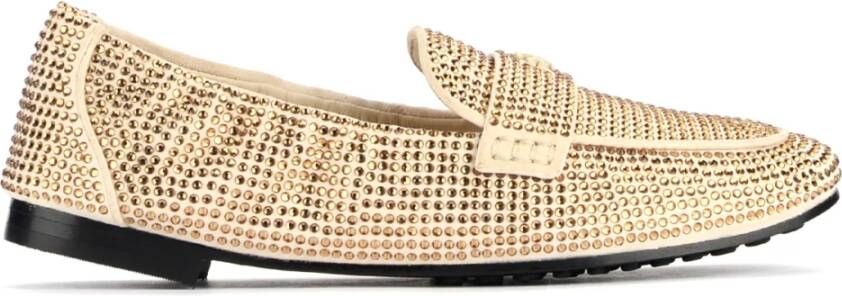 TORY BURCH Kristalversierde Suède Ballerina`s Beige Dames