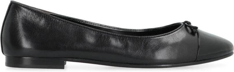 TORY BURCH Zwarte Leren Cap Toe Ballerina`s Black Dames