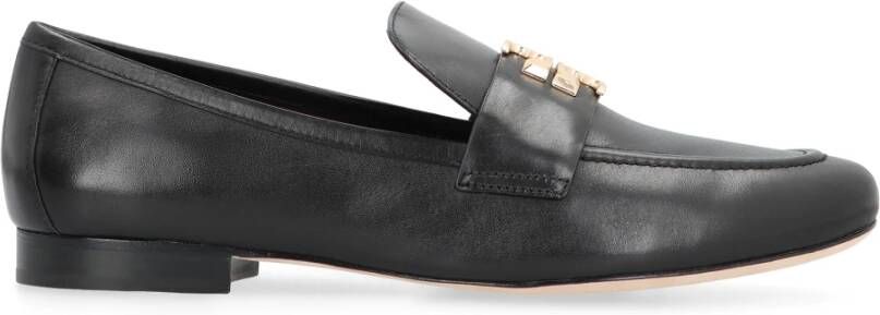 TORY BURCH Leren Loafers Ronde Neus Koeienhuid Black Dames