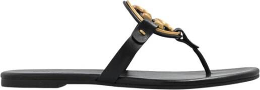 TORY BURCH Zwarte Leren Flip Flops voor Dames Black Dames