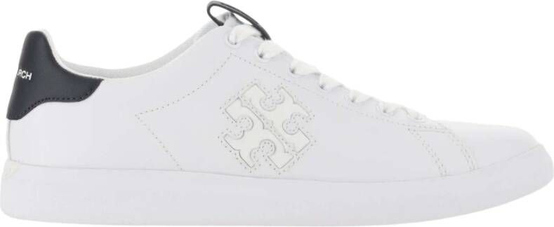 TORY BURCH Leren Court Sneakers Vetersluiting Platte Zool White Dames - Foto 3