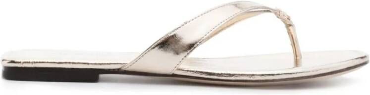 TORY BURCH Metallic Leren Teenslippers Geel Dames