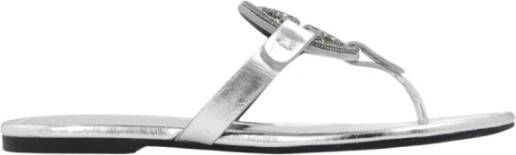 TORY BURCH Miller slides met logo Grijs Dames