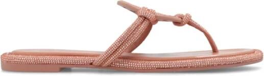 TORY BURCH Roze Kristalversierde Leren Sandalen Pink Dames