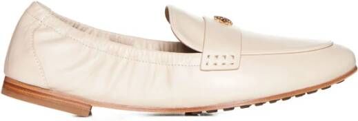 TORY BURCH Off-White Logo-Plaque Loafers Beige Dames