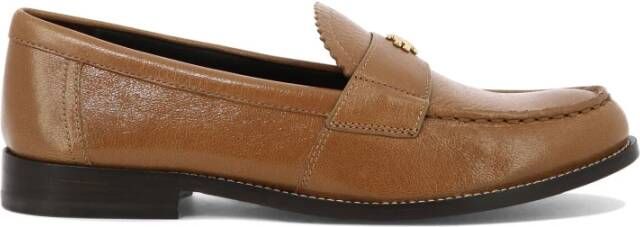 TORY BURCH Perry Leren Loafers Brown Dames