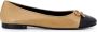 Tory Burch Platte Beige Schoenen met Metalen Logo Detail - Thumbnail 1