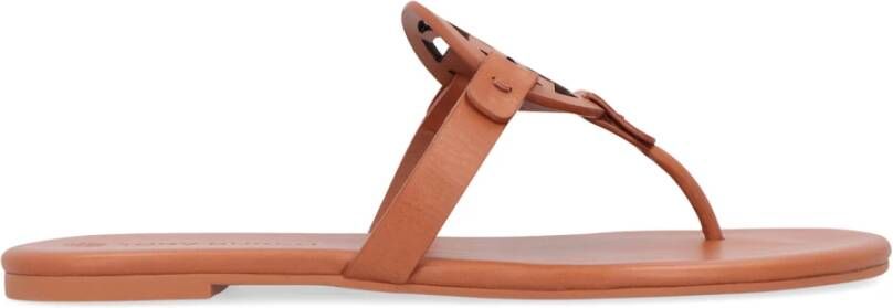 TORY BURCH Elegante Leren Sandalen voor Dames Bruin Dames