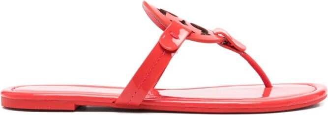 Tory Burch Rode Leren Teenslippers