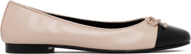 TORY BURCH Ginger Shortbread Bow Cap-Toe Ballets Black Dames