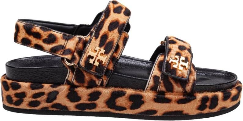 TORY BURCH Sandalen Leopard Print Leather Kira Sandal in bruin