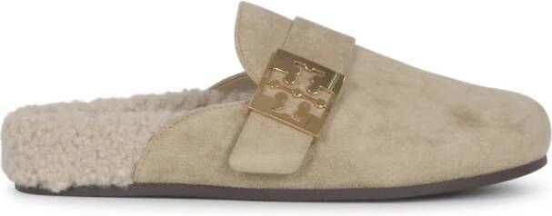 TORY BURCH Bruine Leren Pantoffels Elegante Stijl Brown Dames