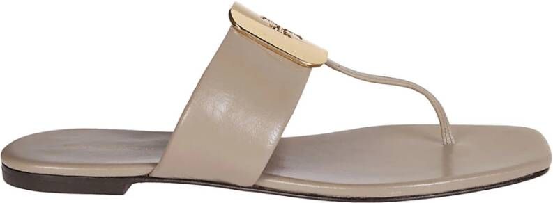 TORY BURCH Georgia flip-flops in leer Beige Dames