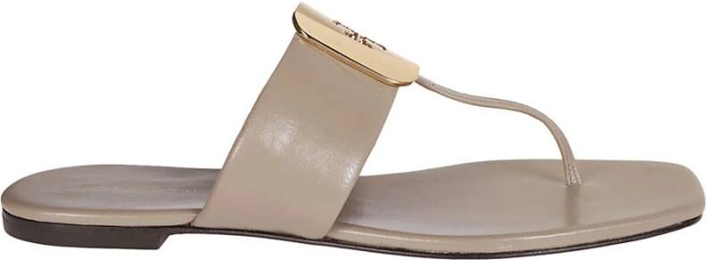 TORY BURCH Georgia flip-flops in leer Gray Dames