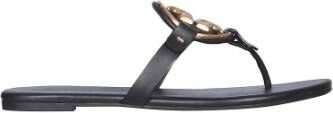 TORY BURCH Zwarte Leren Flip Flops voor Dames Zwart Dames