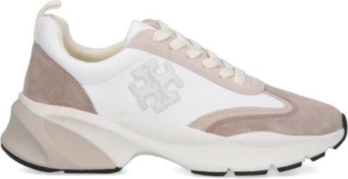 TORY BURCH Witte Sneakers metylon Suède en Leren Bovenwerk White Dames