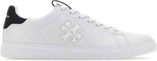 TORY BURCH Leren Court Sneakers Vetersluiting Platte Zool White Dames