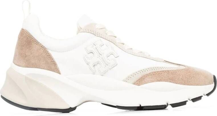 TORY BURCH Witte Sneakers metylon Suède en Leren Bovenwerk White Dames