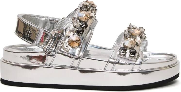 TORY BURCH Sportieve zilveren sandalen met strass detail Multicolor Dames