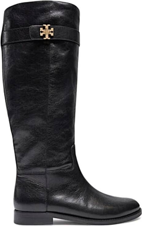 TORY BURCH Zwarte Rijlaars met T-Lock Black Dames