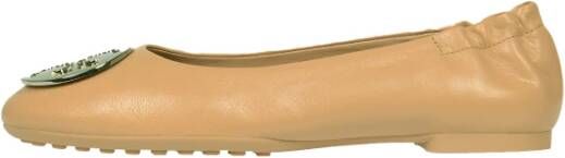 TORY BURCH Stijlvolle Sandkleurige Leren Ballerina`s Beige Dames