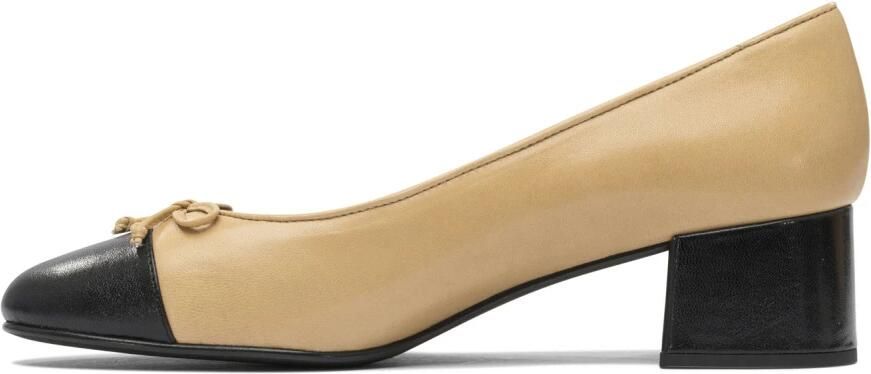 TORY BURCH Strik Detail Leren Pumps met Hak Brown Dames